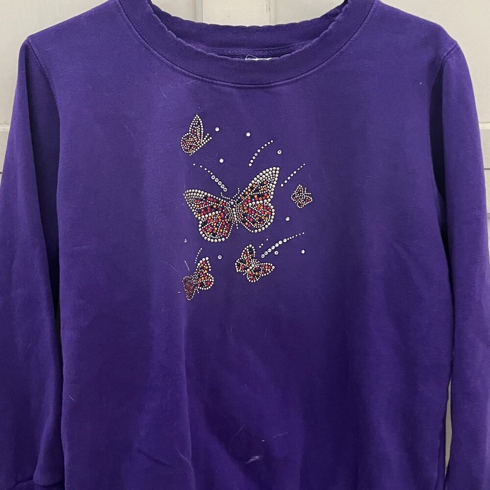 Purple butterfly crewneck